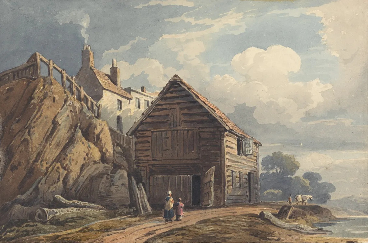 Landscape With A Boatshed by George Harley - Canvas Print