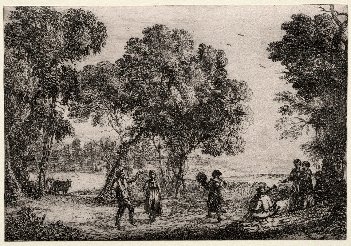 Landscape With A Country Dance 2 by Claude Lorrain - Canvas Print