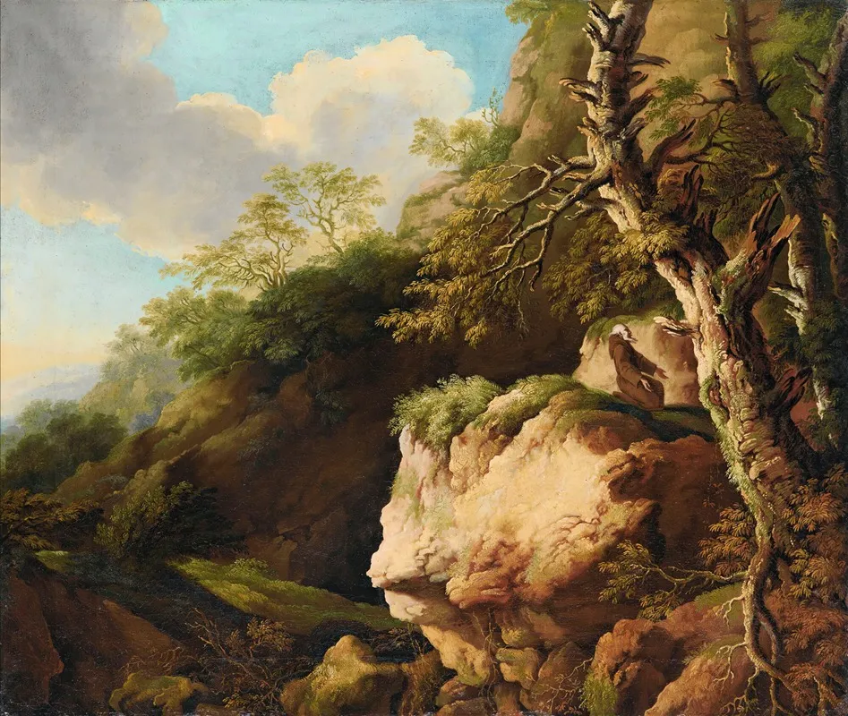 Landscape With A Franciscan Monk by Christian Wilhelm Ernst Dietrich - Canvas Print