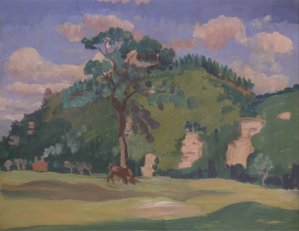 Landscape With A Grazing Horse by James Dickson Innes - Canvas Print