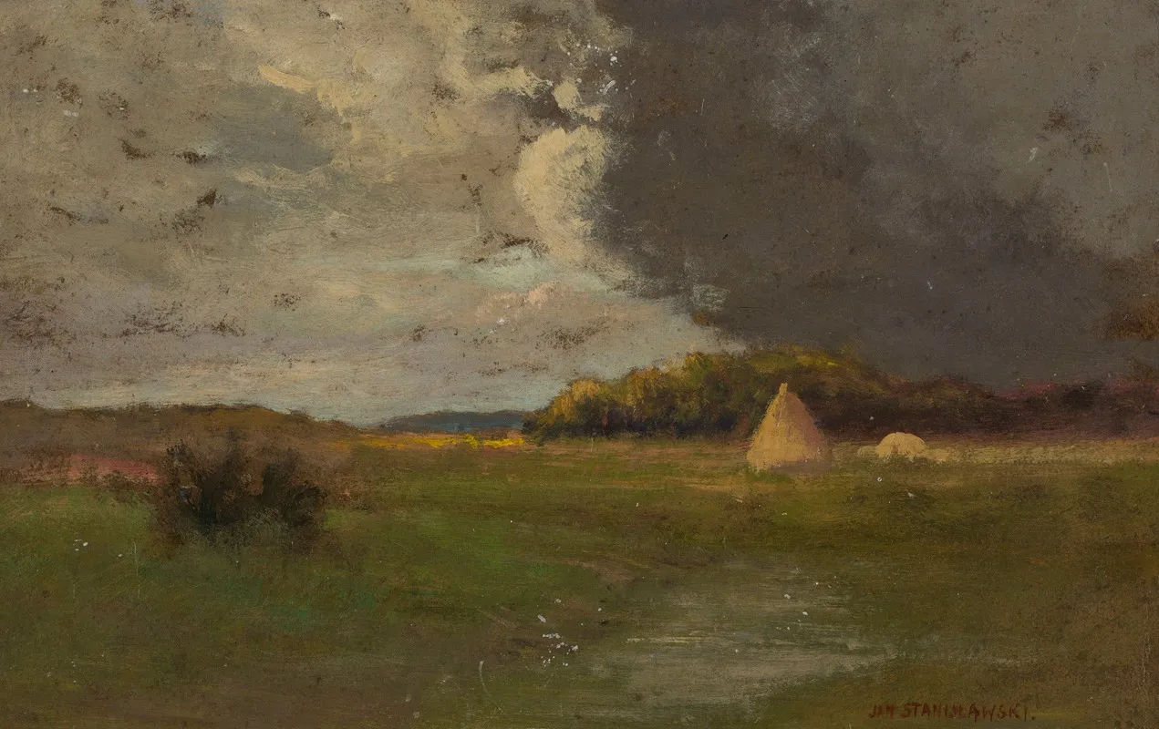 Landscape With A Haystack by Jan Stanisławski - Canvas Print
