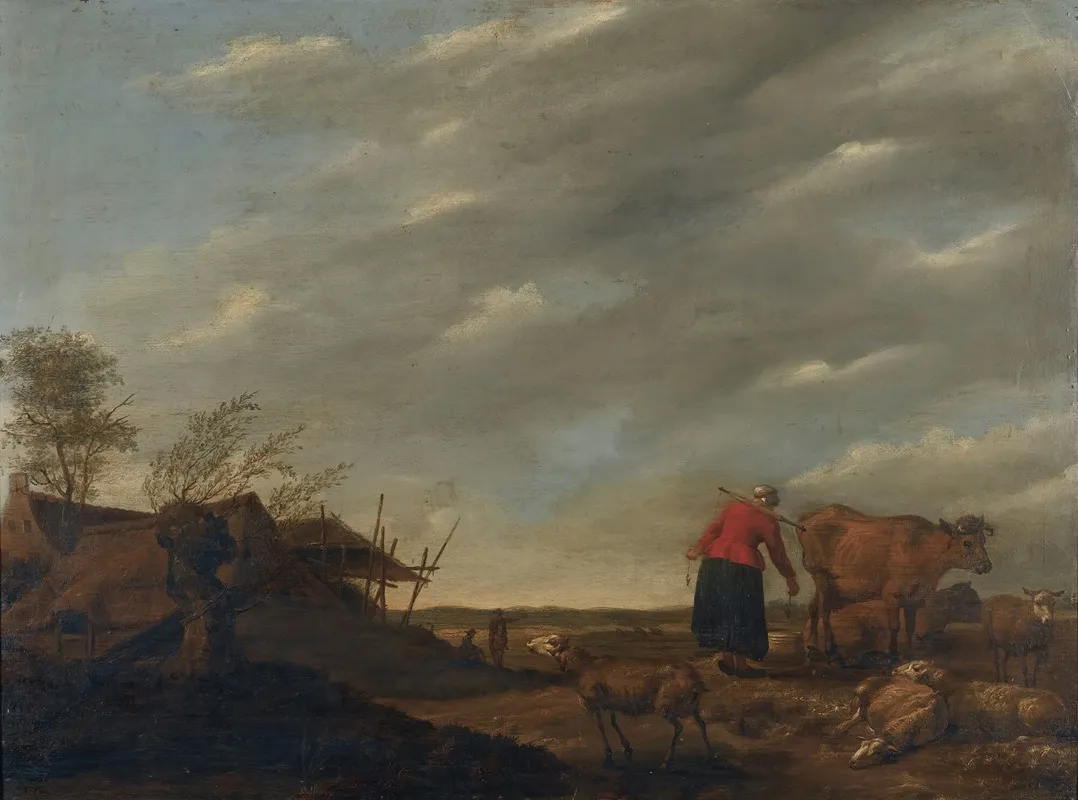 Landscape With A Milkmaid by Hendrick Mommers - Canvas Print