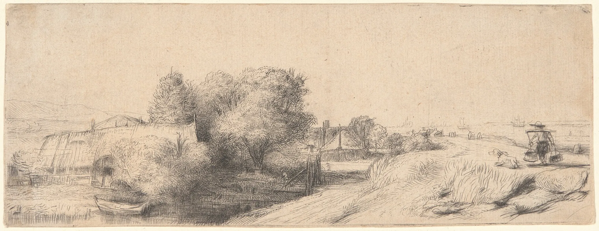 Landscape With A Milkman by Rembrandt van Rijn - Canvas Print