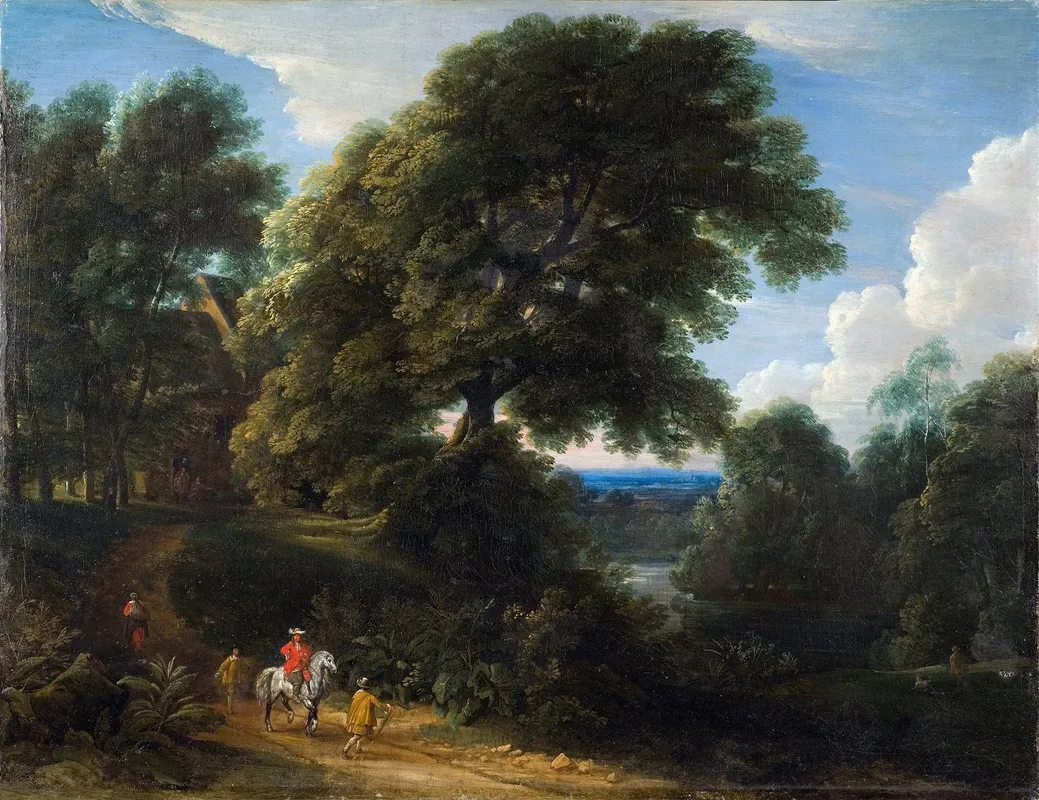 Landscape With A Rider In Red by Jacques d'Arthois - Canvas Print