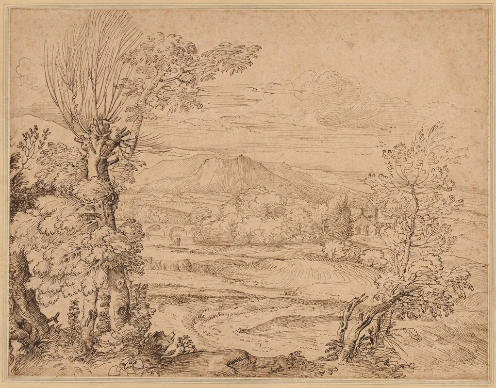 Landscape With A River And Aqueduct by Giovanni Francesco Grimaldi - Canvas Print