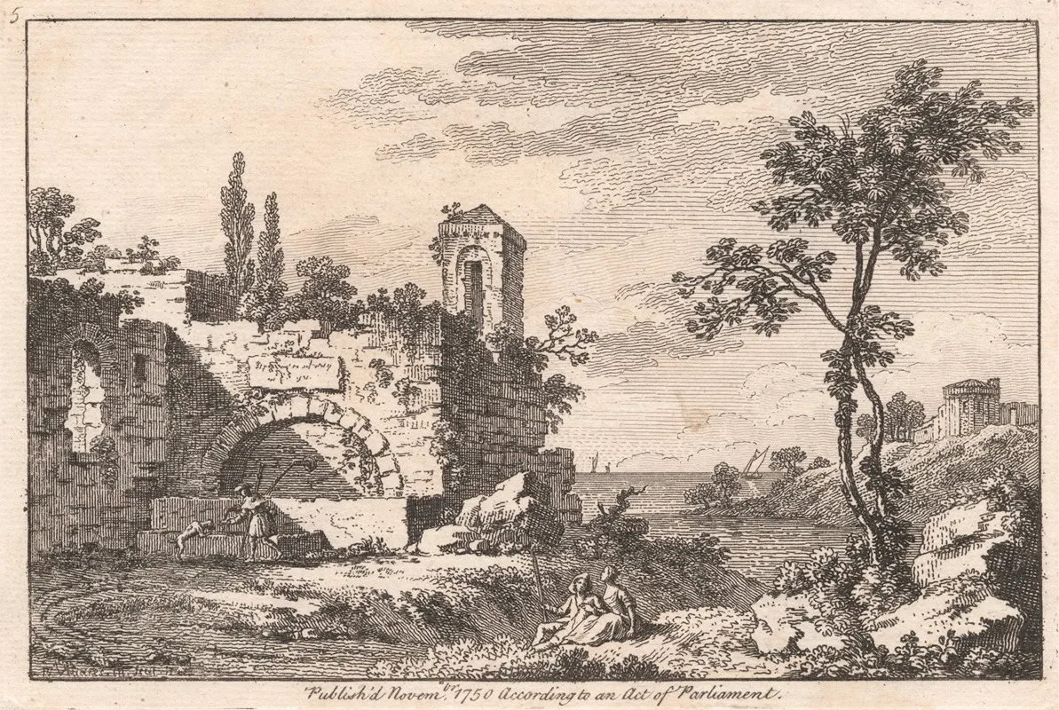 Landscape With A Ruin A River A Shepherd And Sheep