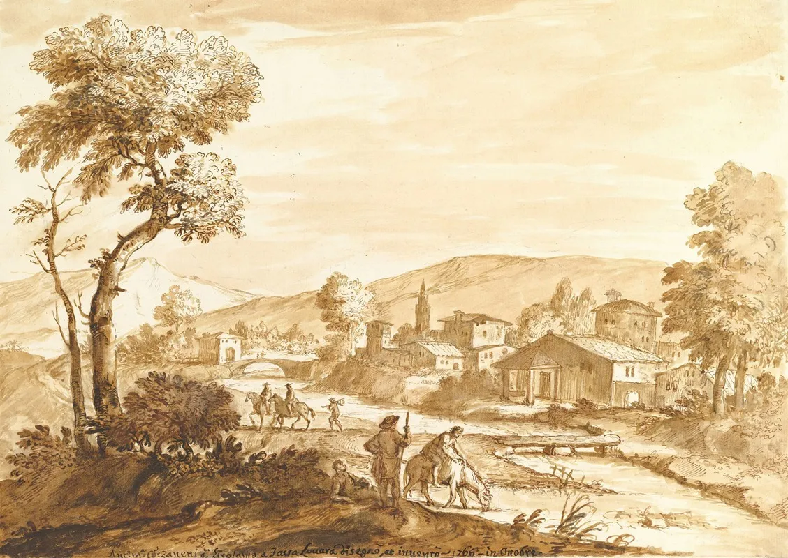 Landscape With A Town By A River