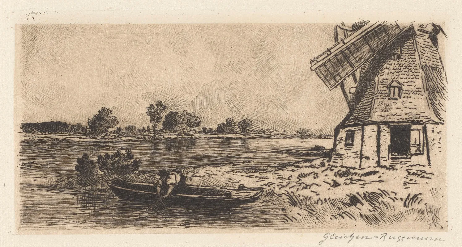 Landscape With An Angler 2 by Heinrich-Ludwig von Gleichen-Russworm - Canvas Print