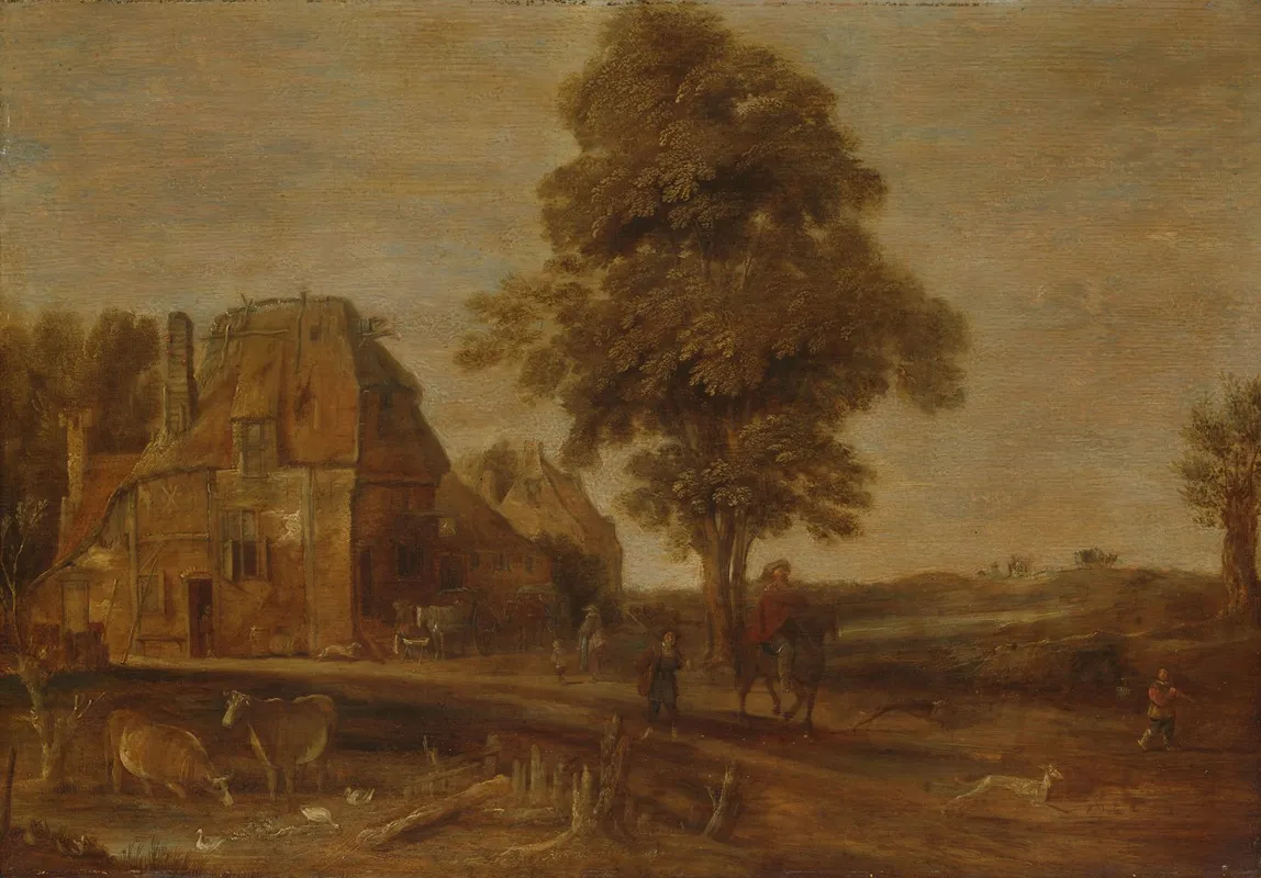 Landscape With An Inn 2 by Aert van der Neer - Canvas Print