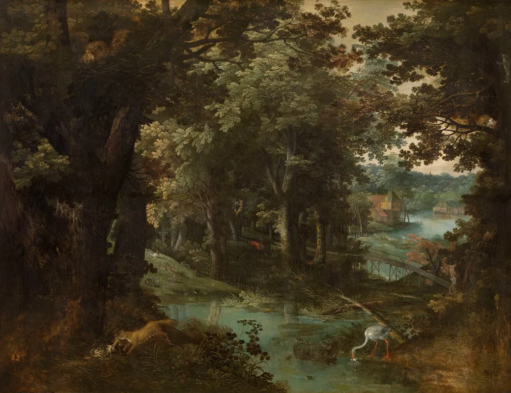 Landscape With Beast Fables by Adriaen van Stalbemt - Canvas Print