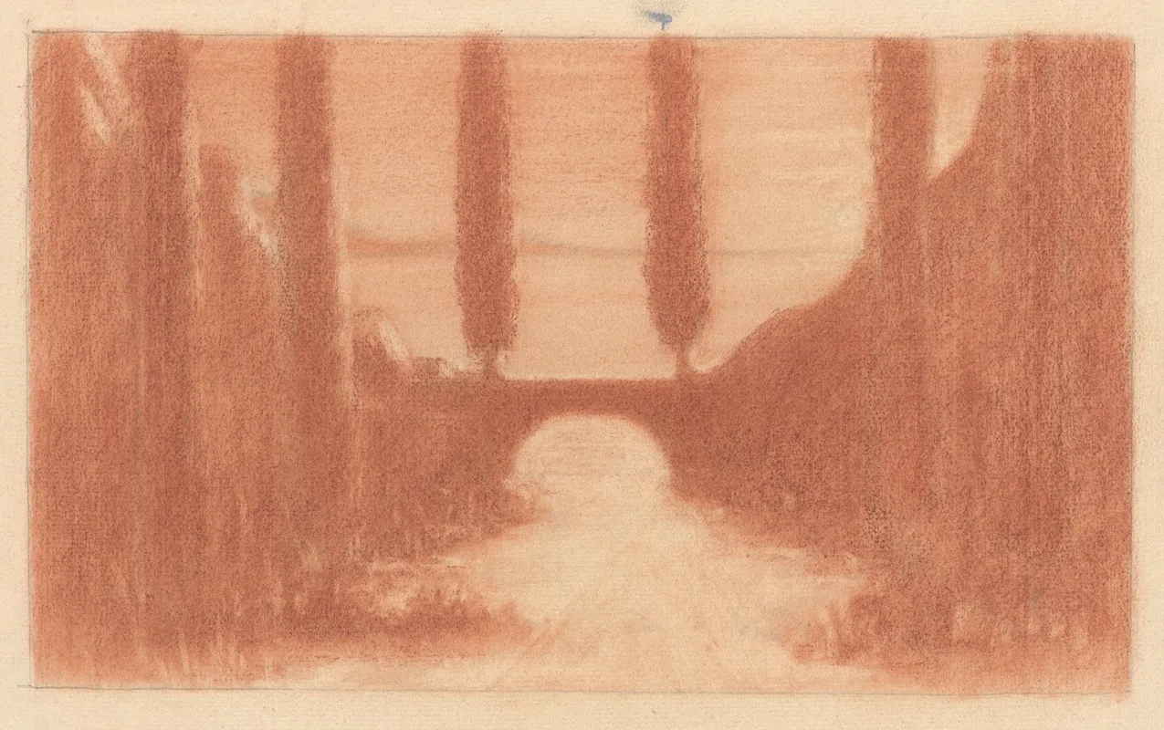 Landscape With Bridge And Cypress Trees by Herbert Crowley - Canvas Print