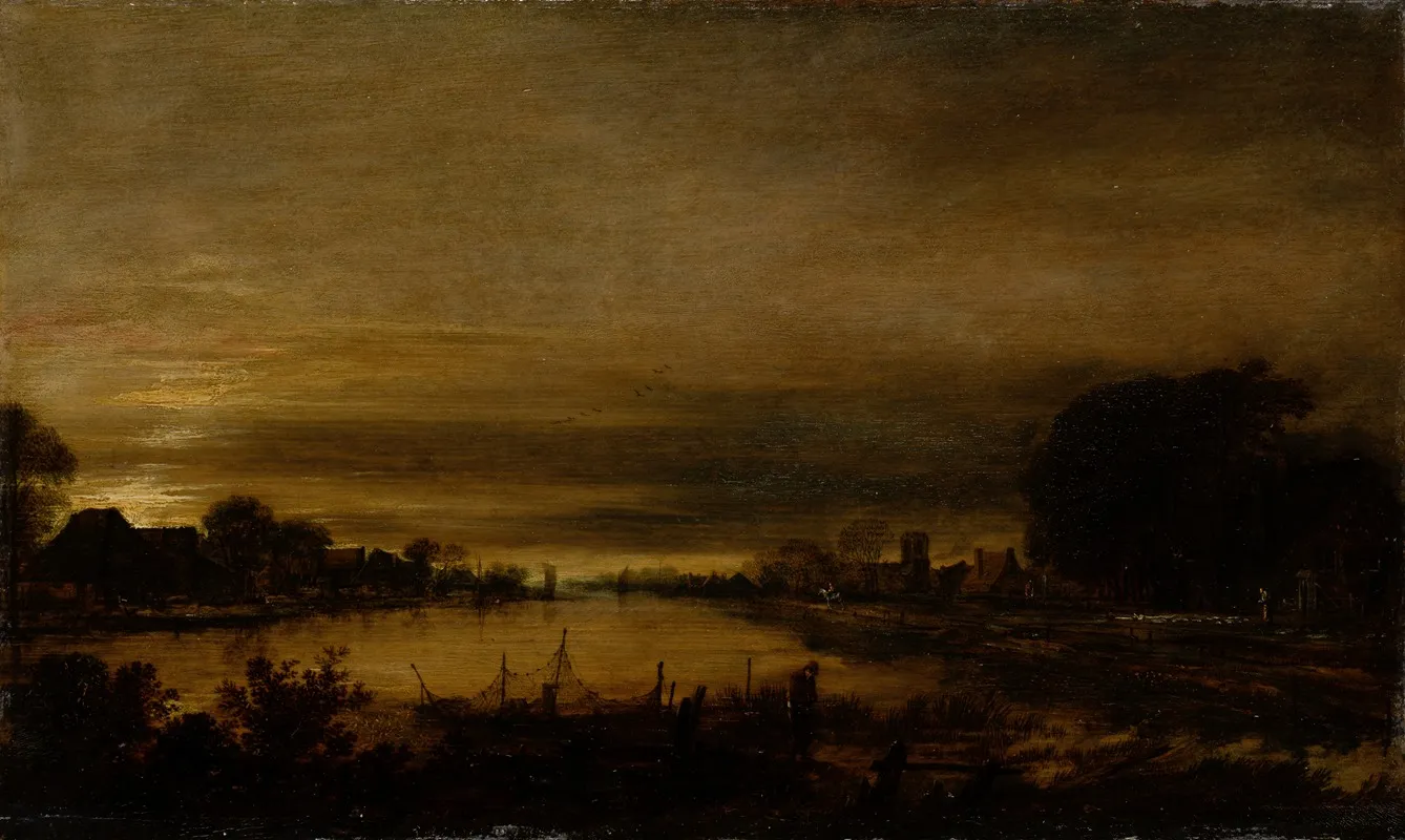 Landscape With Canal At Dusk by Aert van der Neer - Canvas Print