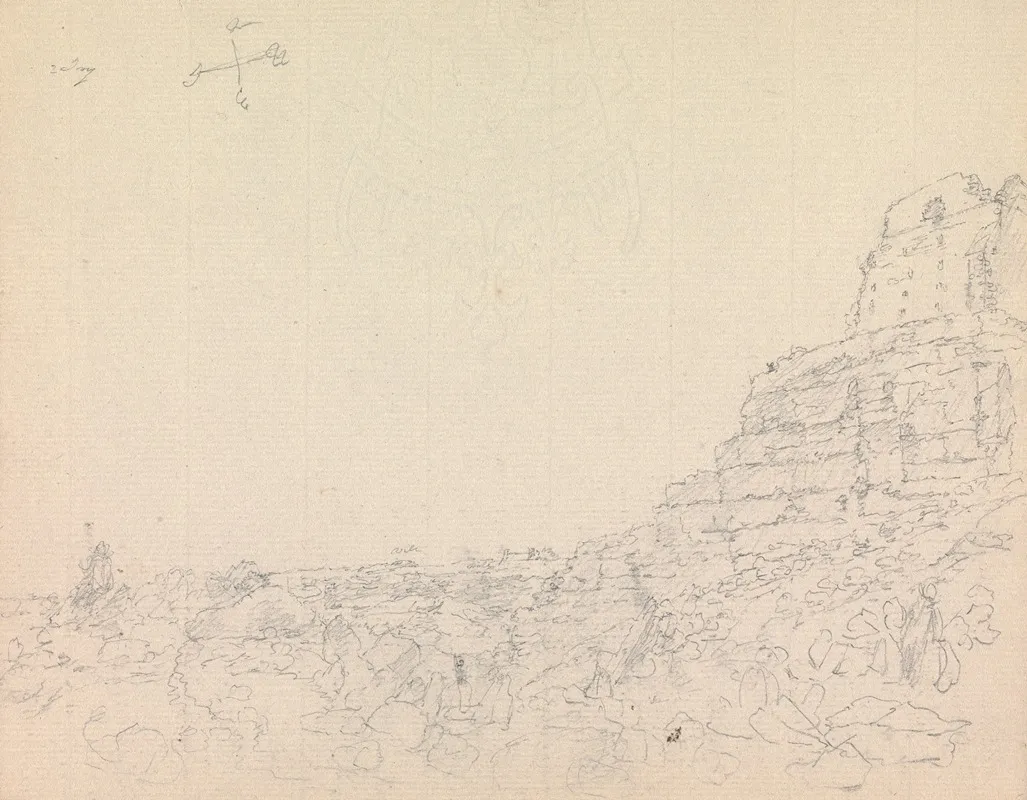 Landscape With Castle Ruins On Top Of A Rocky Hill by James Moore - Canvas Print