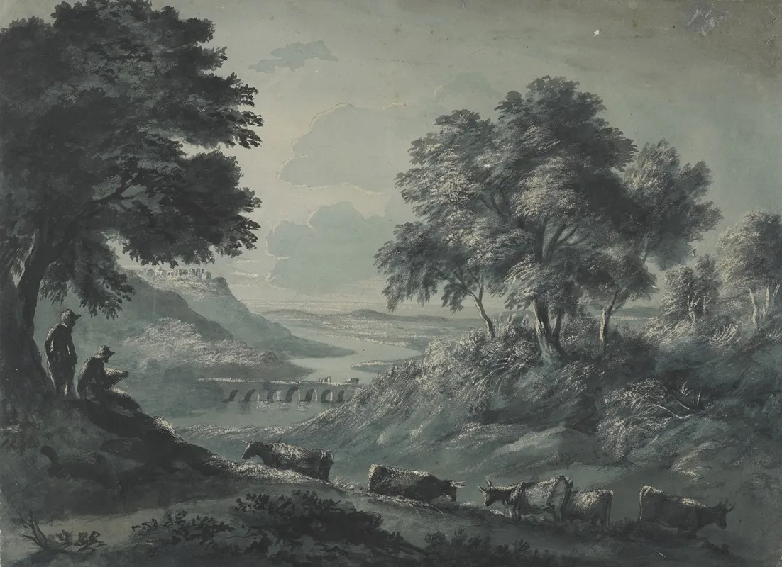 Landscape With Cattle 25 by John Glover - Canvas Print