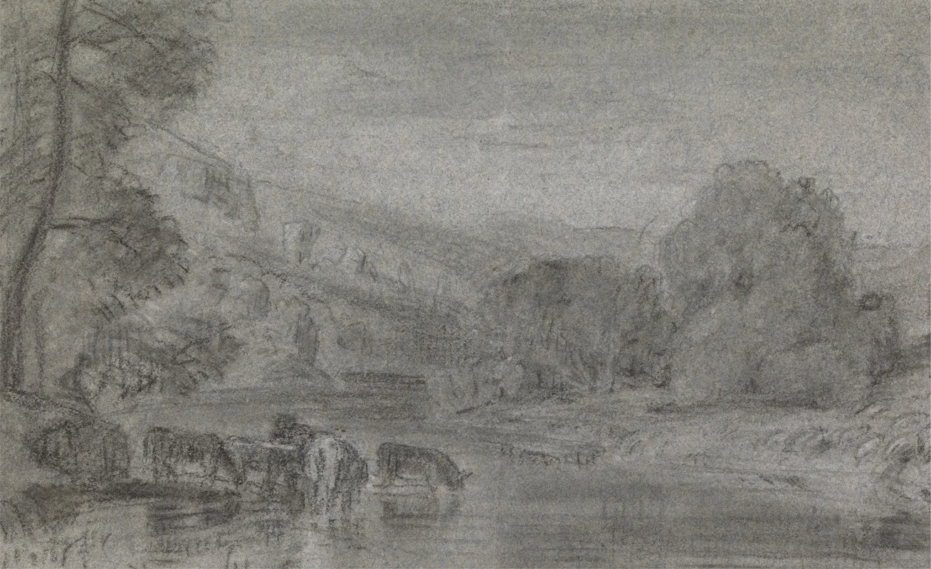 Landscape With Cattle Watering