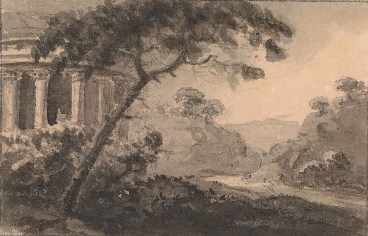 Landscape With Classical Building At Left