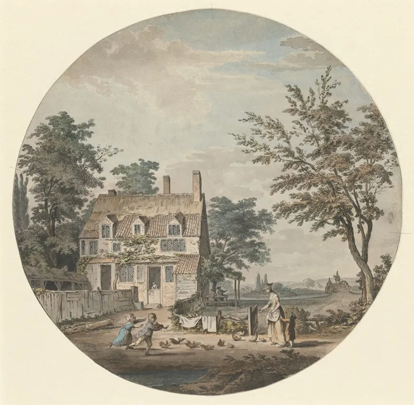 Landscape With Cottage Bridge And Figures by Samuel Hieronymus Grimm - Canvas Print