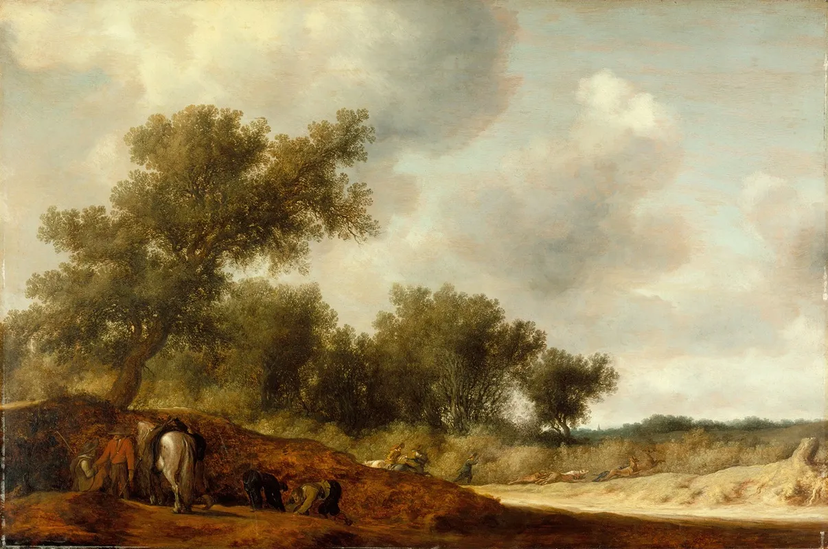 Landscape With Deer Hunters by Salomon van Ruysdael - Canvas Print