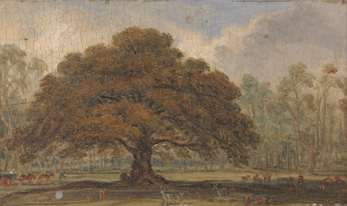 Landscape With Deer Under The Beggars Oak Dagots Park