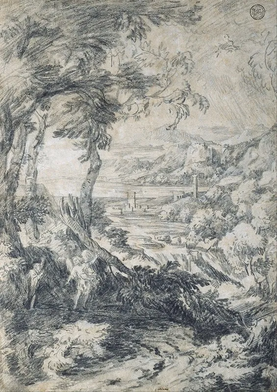 Landscape With Elijah And The Angel On Mount Horeb by Gaspard Dughet - Canvas Print