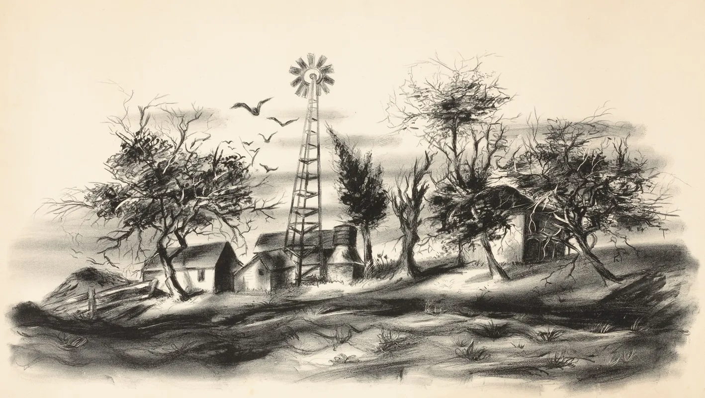 Landscape With Farm Buildings And Windmill
