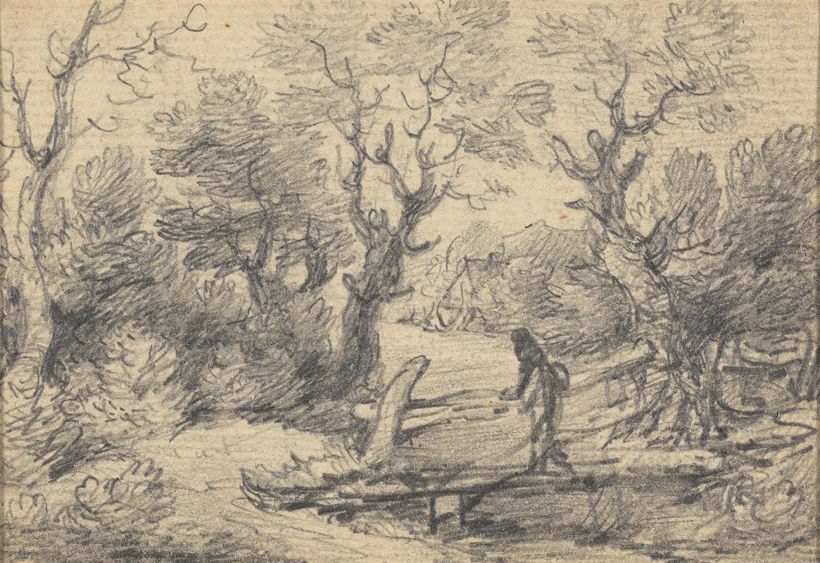 Landscape With Figure On A Footbridge by Gainsborough Dupont - Canvas Print