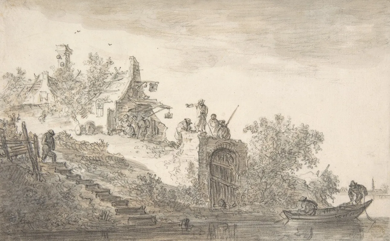 Landscape With Figures 10 by Jan van Goyen - Canvas Print