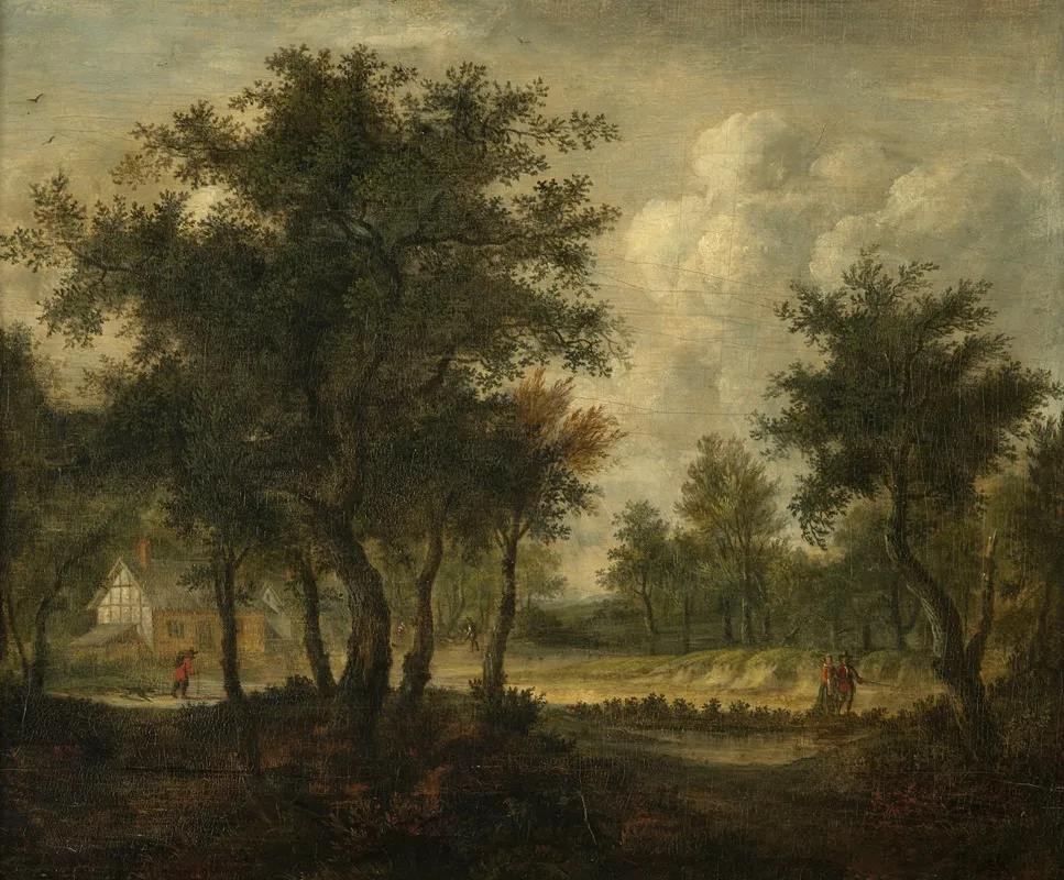 Landscape With Figures 28 by Meindert Hobbema - Canvas Print