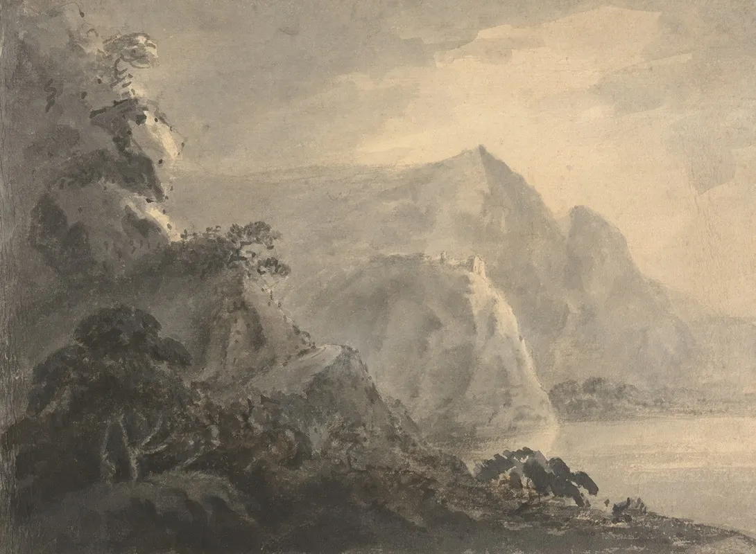 Landscape With Hill Lake And Figures