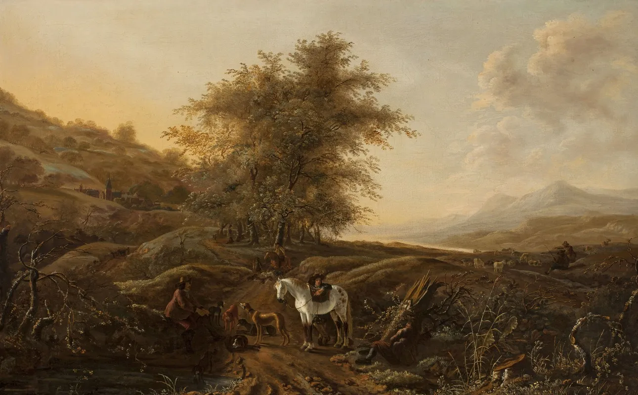 Landscape With Hunters 10 by Dirk Stoop - Canvas Print
