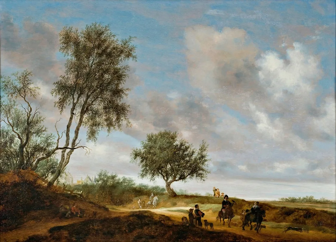 Landscape With Hunters 9 by Salomon van Ruysdael - Canvas Print