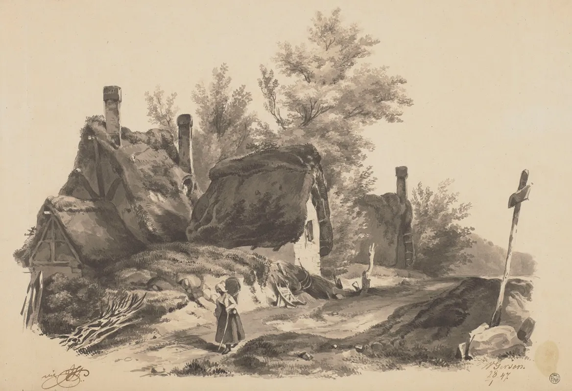 Landscape With Huts And A Wayside Cross