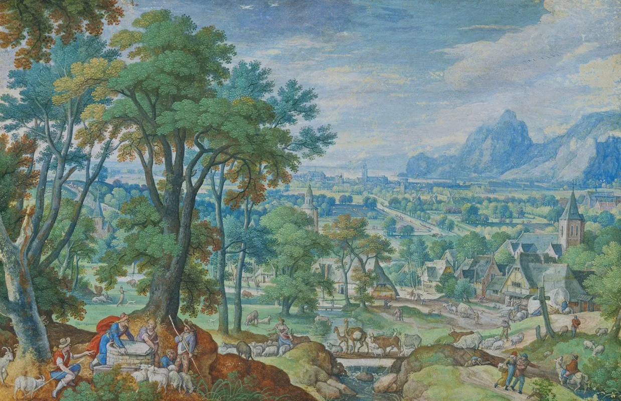 Landscape With Jacob At The Well by Hans Bol - Canvas Print
