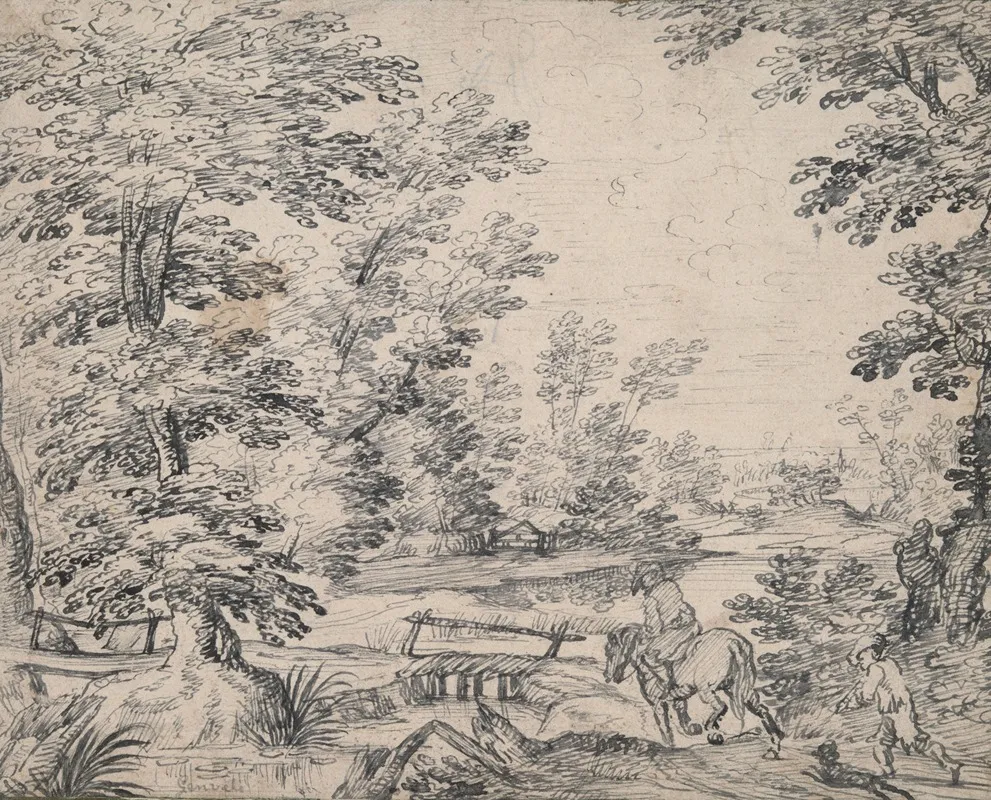 Landscape With Man On Horseback by Abraham Genoels II - Canvas Print