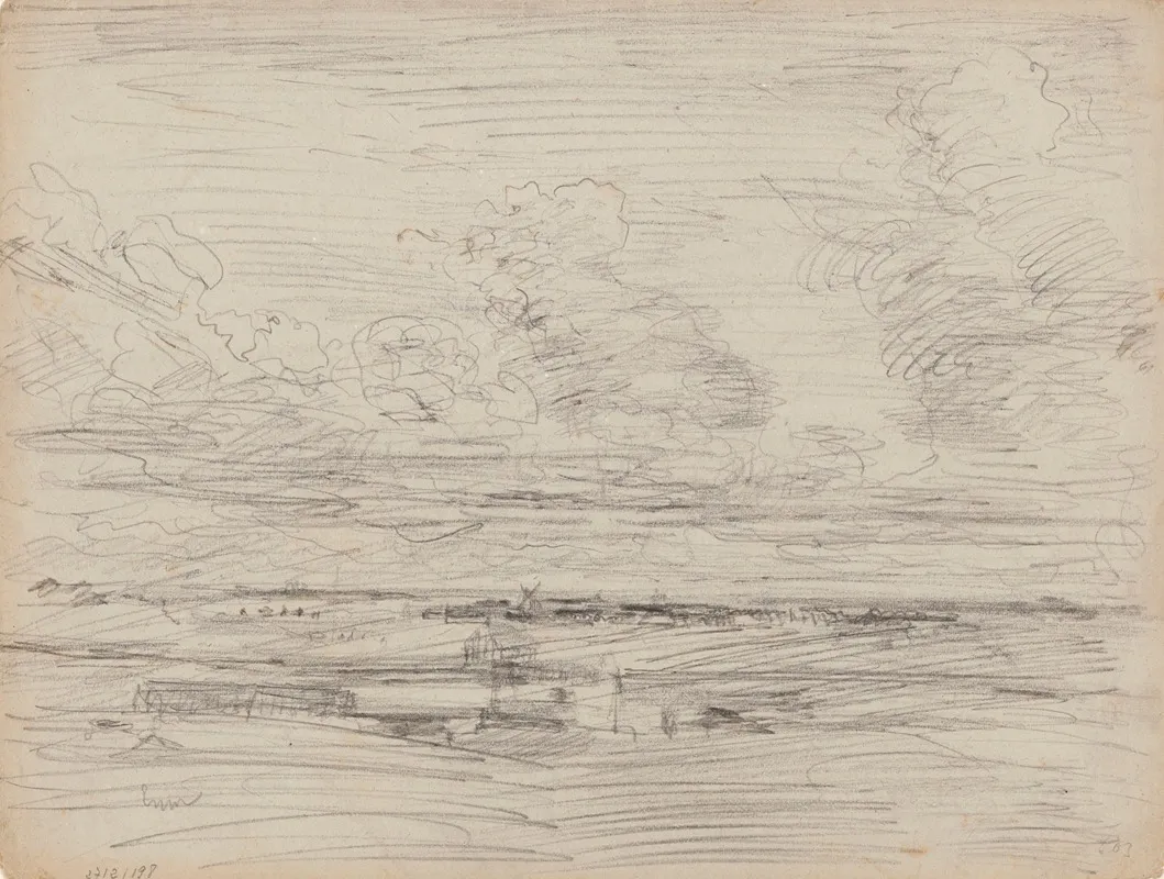 Landscape With Mills And Low Clouds