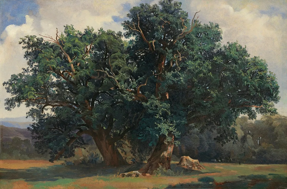 Landscape With Oak Trees by Alexandre Calame - Canvas Print