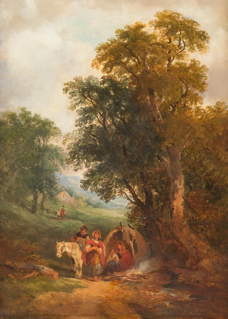 Landscape With People Resting by Joseph Horlor - Canvas Print
