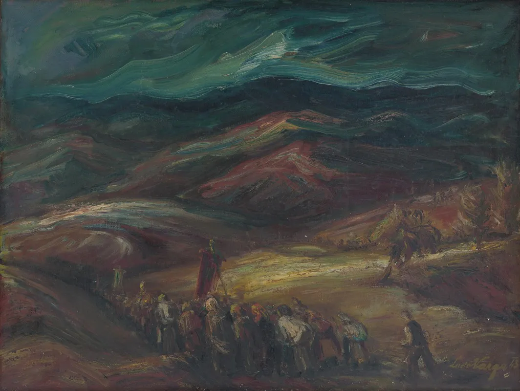 Landscape With Procession by Ľudovít Varga - Canvas Print