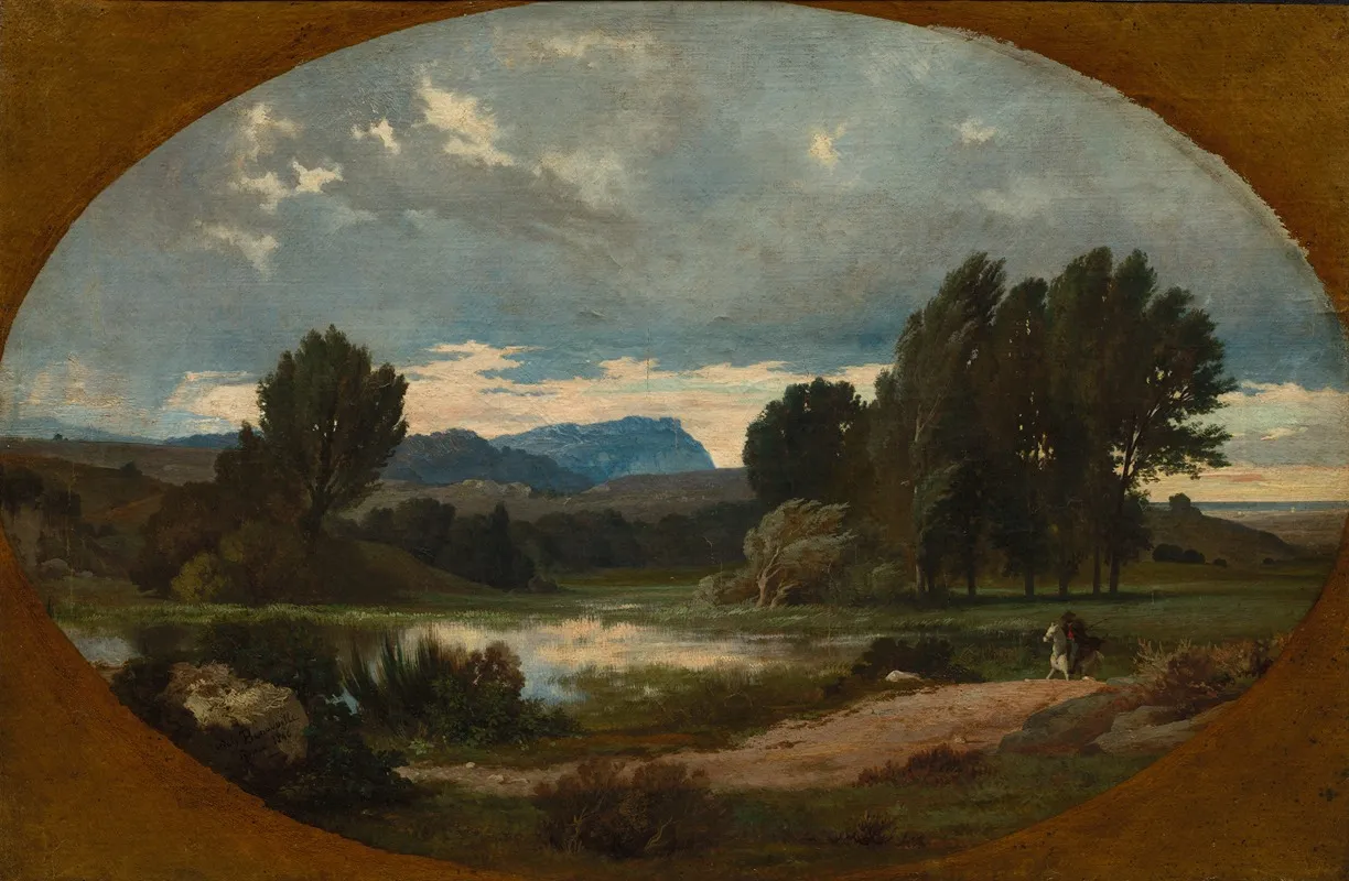 Landscape With Rider On White Horse