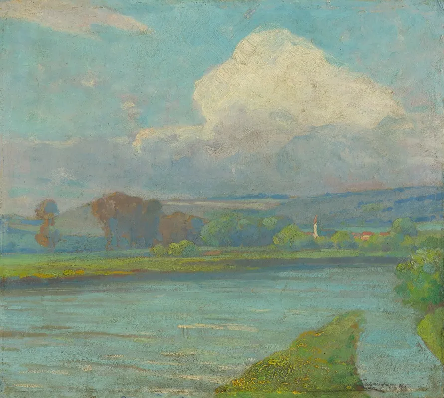 Landscape With River 2 by Ľudovít Čordák - Canvas Print