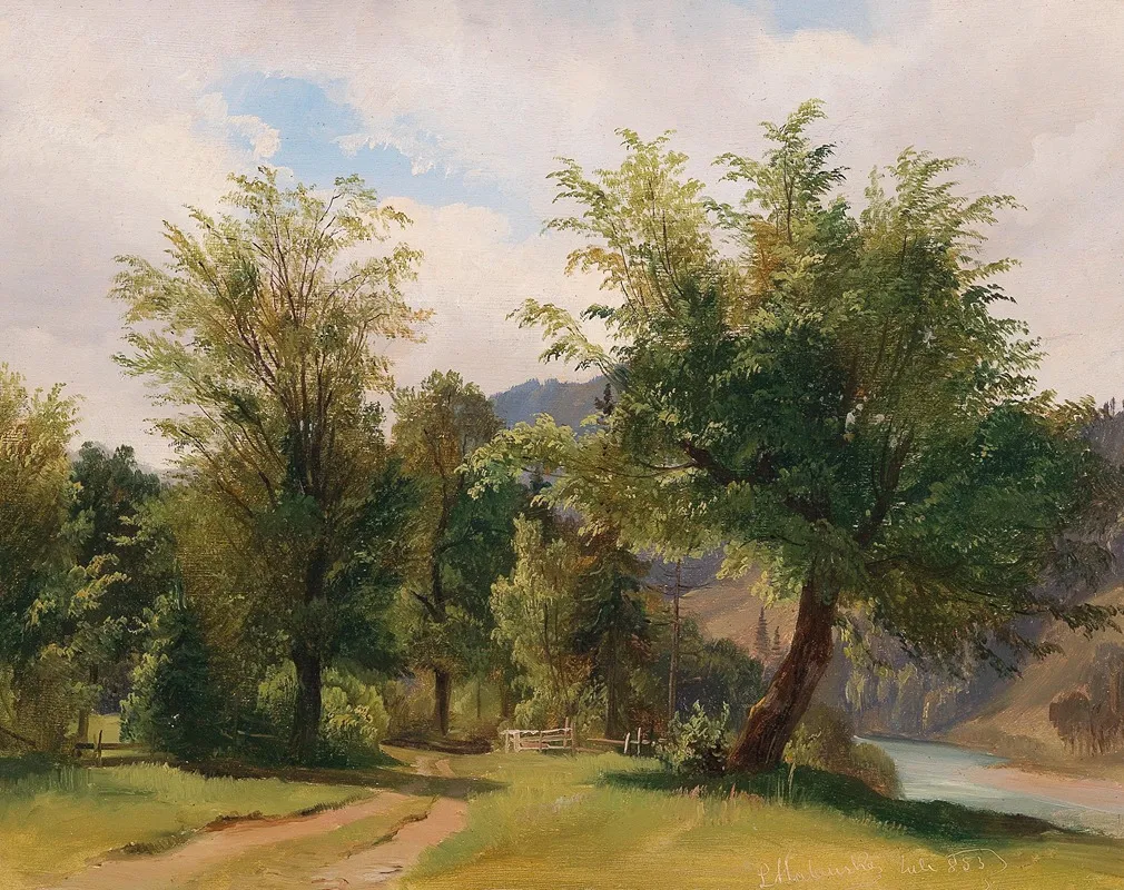 Landscape With Rivere by Ludwig Halauska - Canvas Print