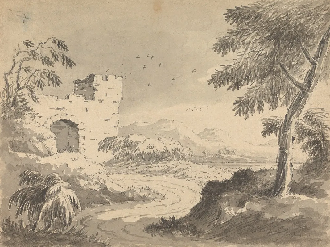 Landscape With Road Leading To Abbey by William Gilpin - Canvas Print