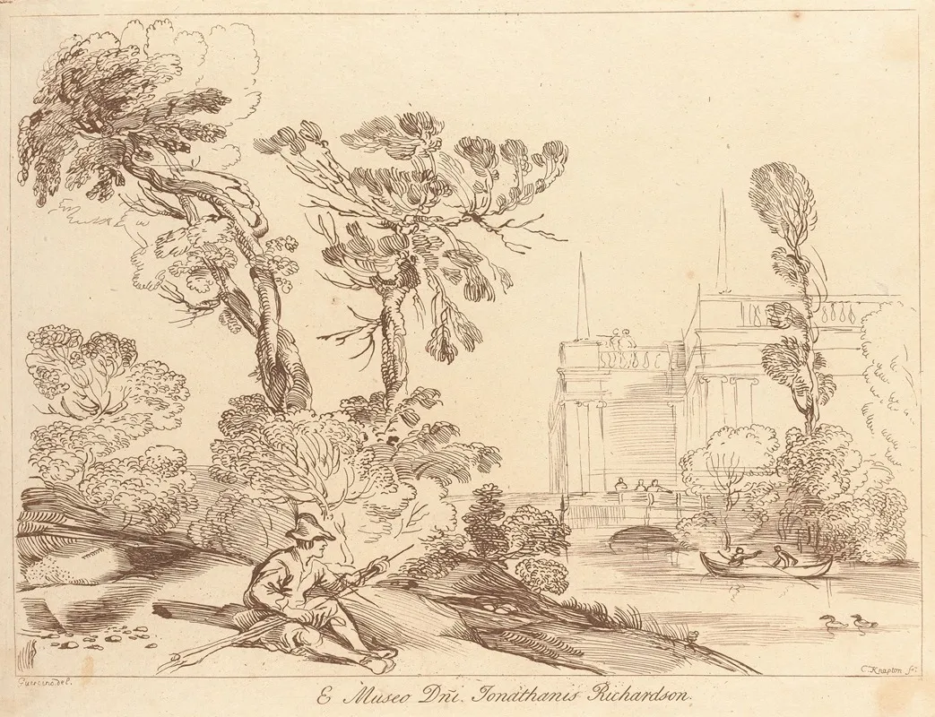 Landscape With Seated Man by George Knapton - Canvas Print