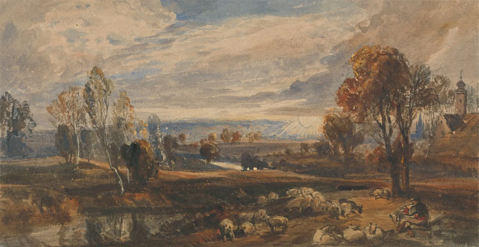 Landscape With Sheep 6 by William Callow - Canvas Print