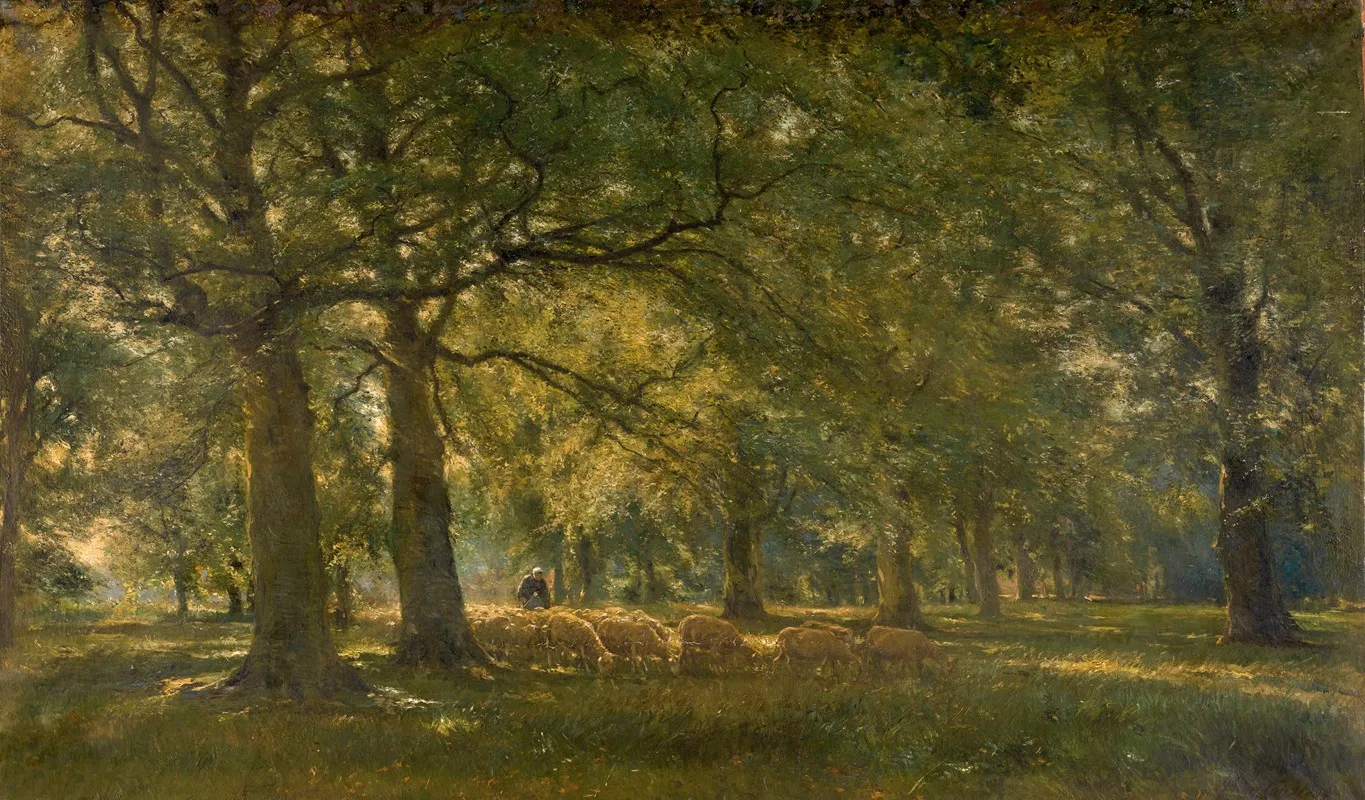 Landscape With Sheep 7 by Franz Courtens - Canvas Print