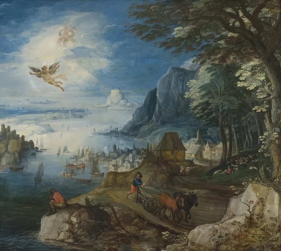 Landscape With The Fall Of Icarus 2 by Joos de Momper - Canvas Print