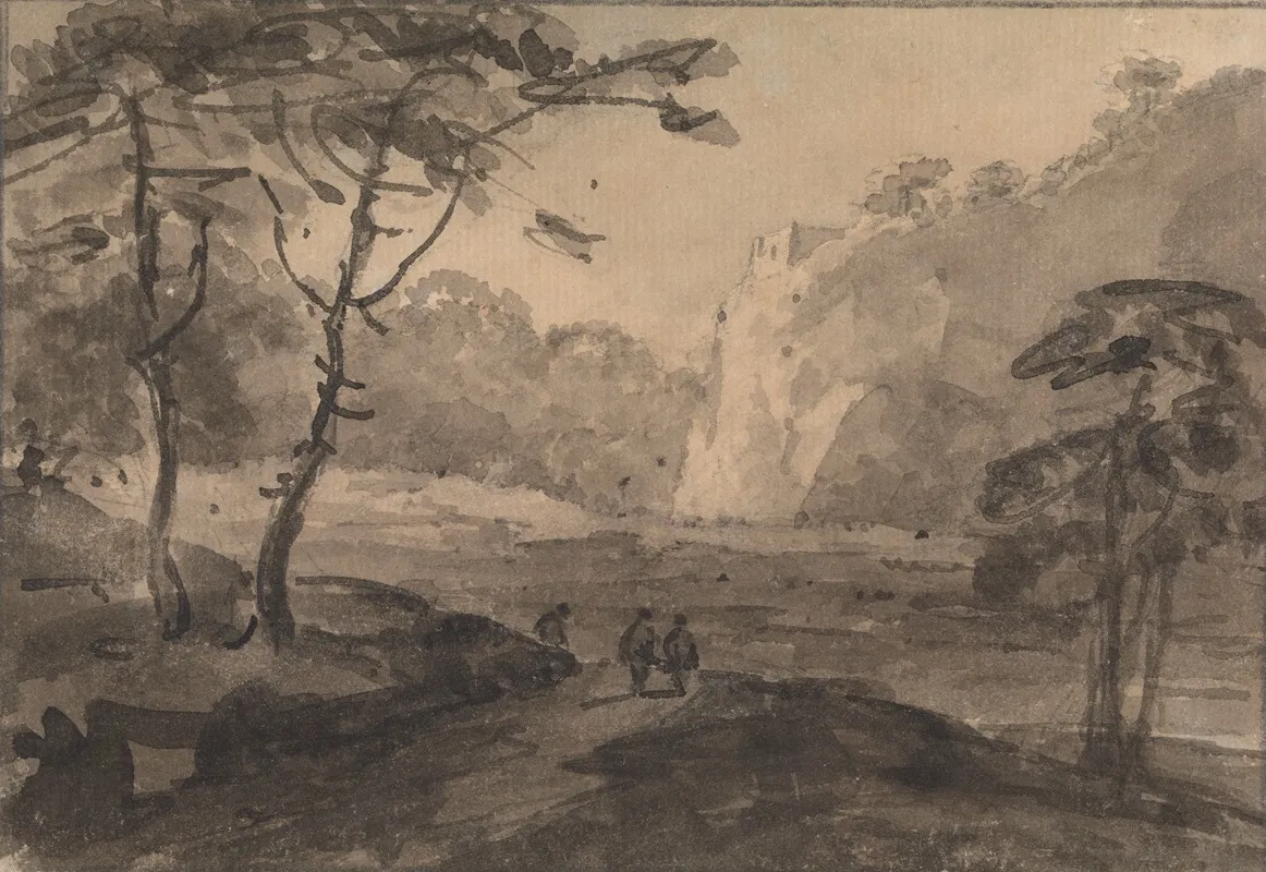 Landscape With Three Figures On A Road