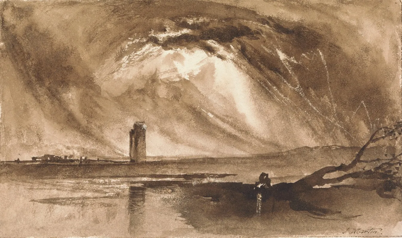 Landscape With Tower And Approaching Storm