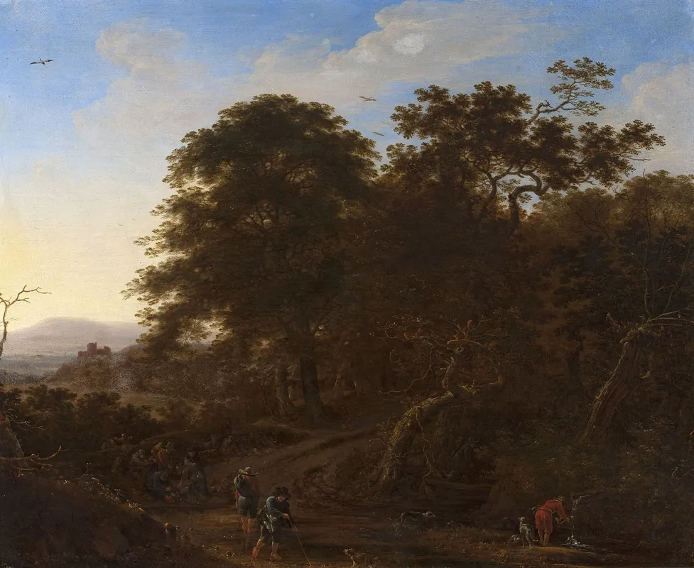 Landscape With Travellers by Herman Saftleven - Canvas Print