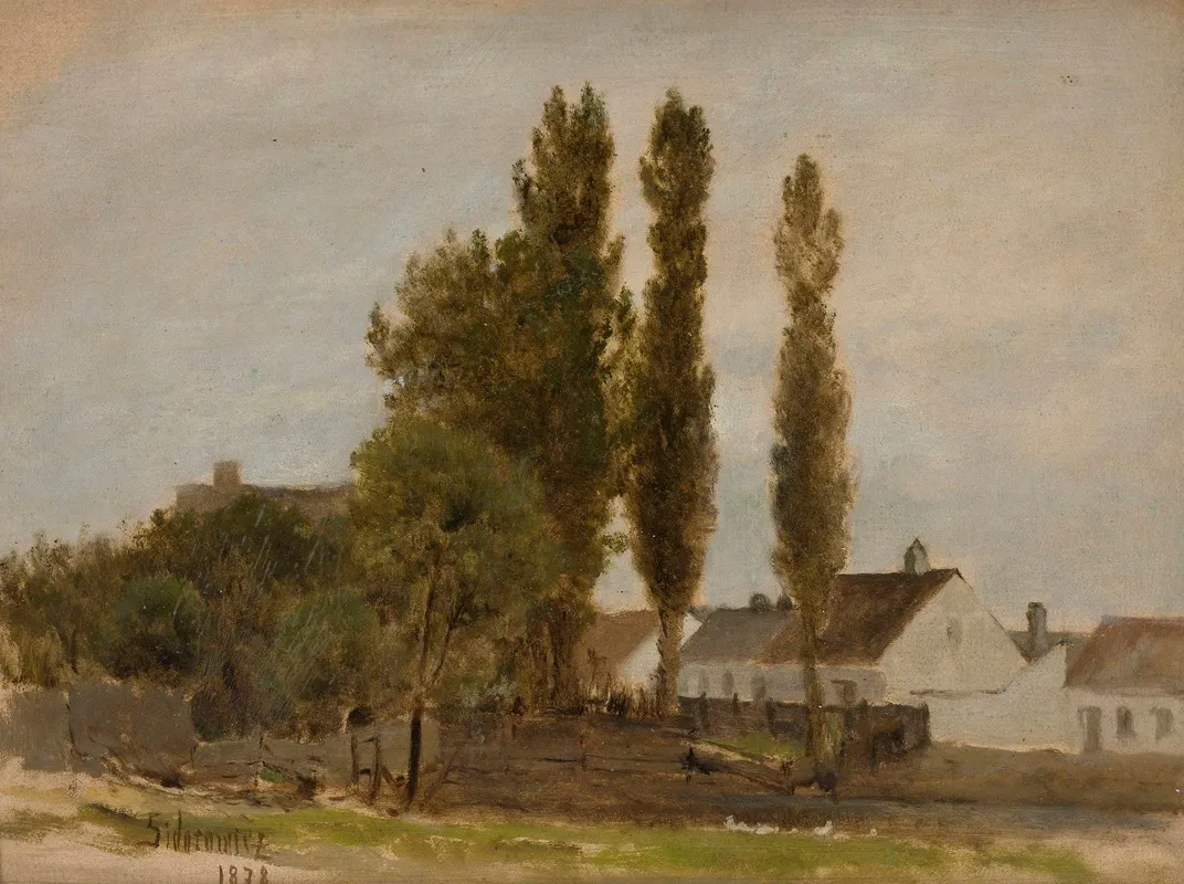 Landscape With Trees And Houses by Zygmunt Sidorowicz - Canvas Print